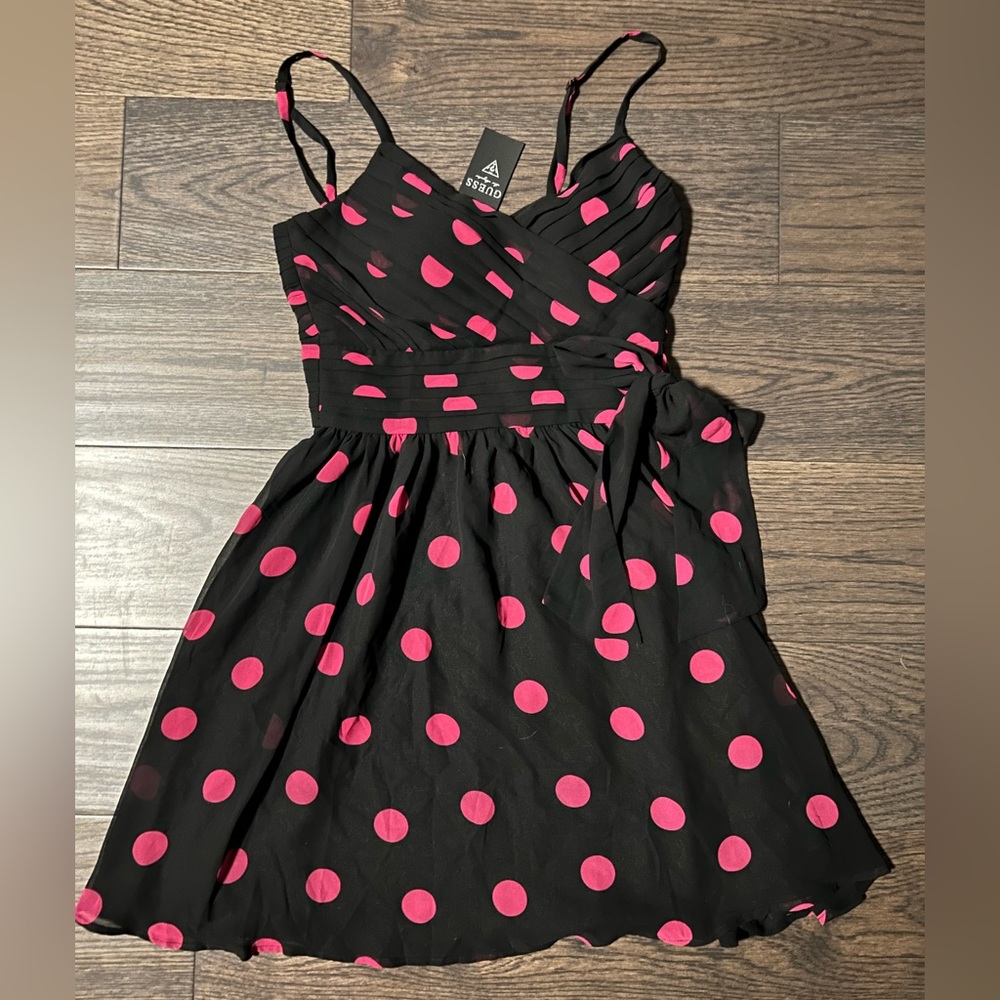 Hot pink polkadot dress